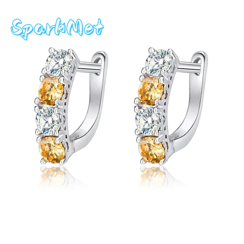 

FIREING 100% Genuine All Moissanite Earrings with Certificate Passed Diamond Test Ring Jewelry Gift S925 Silver