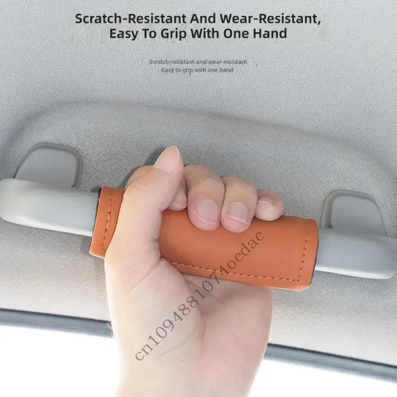 

Stretchable Car Roof Handle Protector Cover Breathable Leather Handle Wrap Prevents Damage And Enhances Interior Look