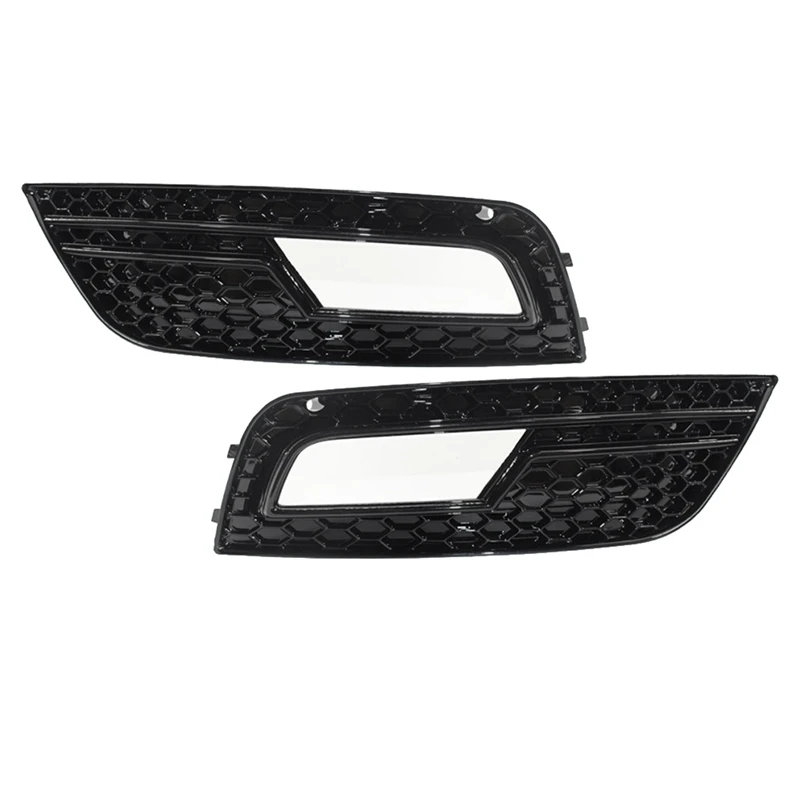 Front Bumper Honeycomb Grill Fog Light Cover For 2013-2016  A4 B8.5 S-Line S4 Black 8K0807681 8K0807682 Replacement