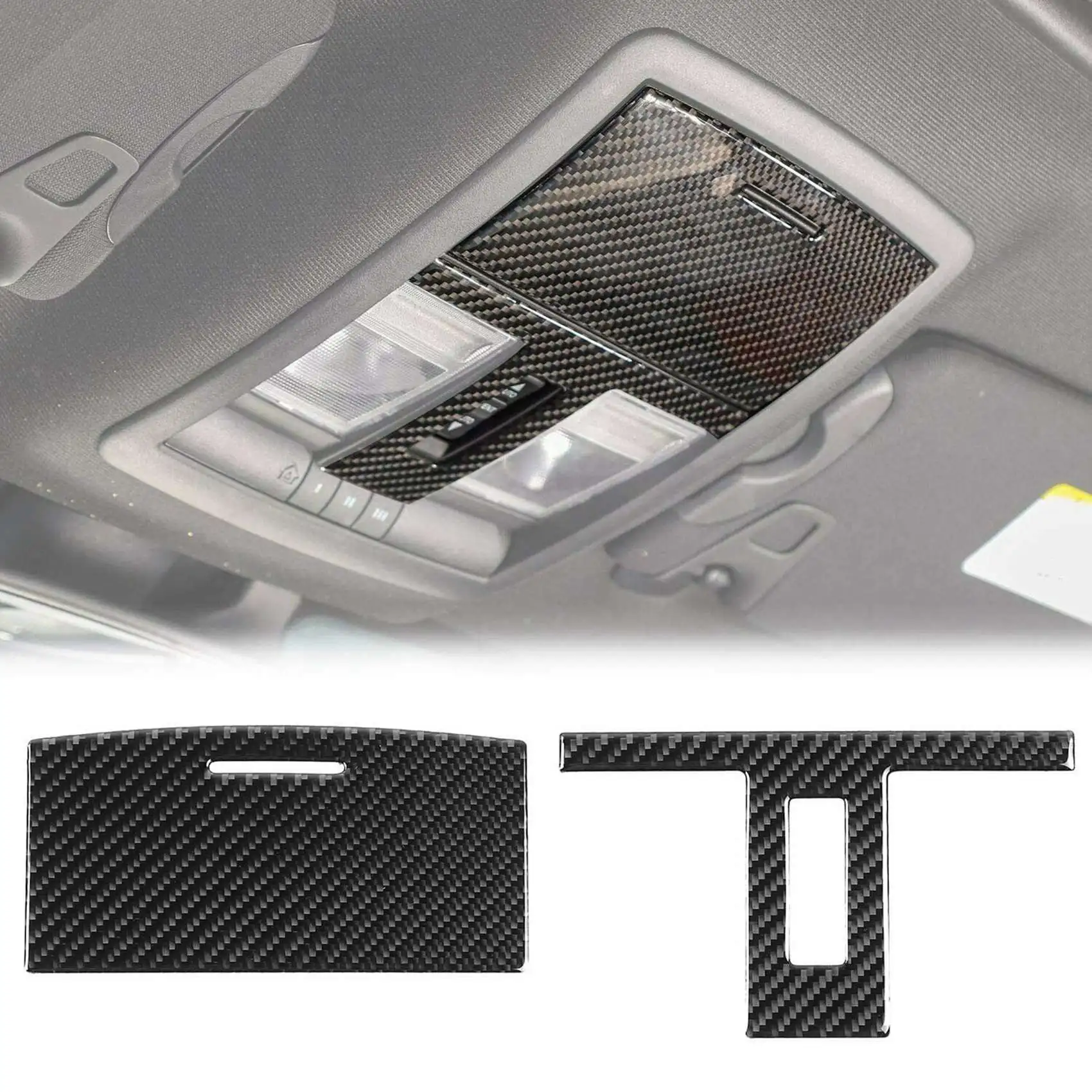 New Carbon Fiber Reading Light Lamp Cover Trim for Dodge Challenger 2015-2019