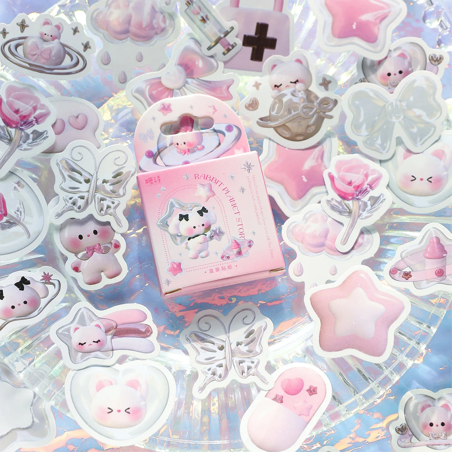 46Sheets/Box Sweetheart Shop Rose Cartoon Sweet Cool Bear Love Hand Account Decoration Material Sealing Stickers