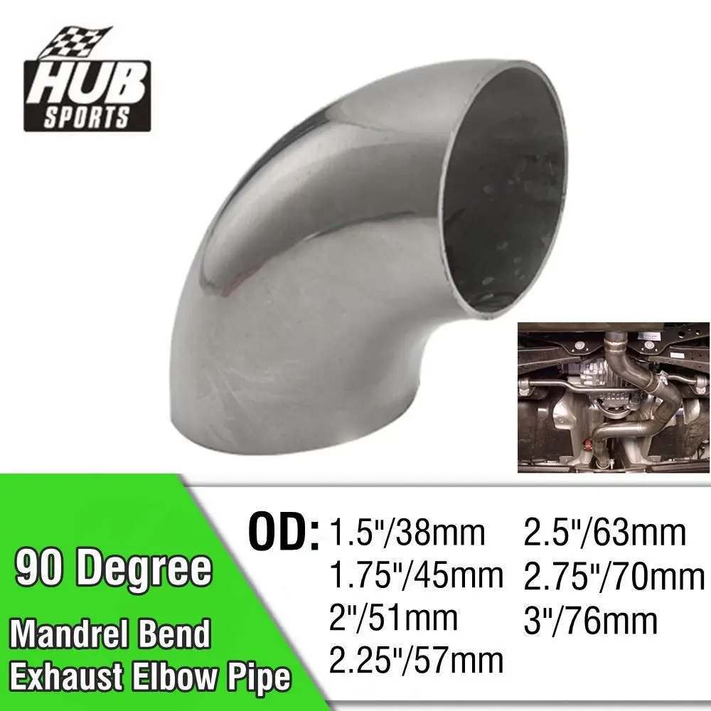 HUB sports 90 Degree Weld On Elbow SS304 for Car Modified Exhaust Elbow Pipe Downpipe Muffler Cutout Pipe, Stair Handrail,etc.