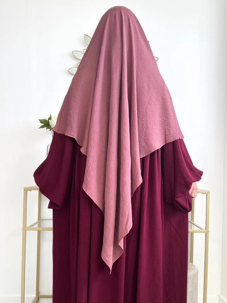 

One Layer Long Khimar Women Muslim Hijab Ramadan Prayer Garment Eid Hijabs Islamic Tie Back Prayer Djellaba Niqab jilbab