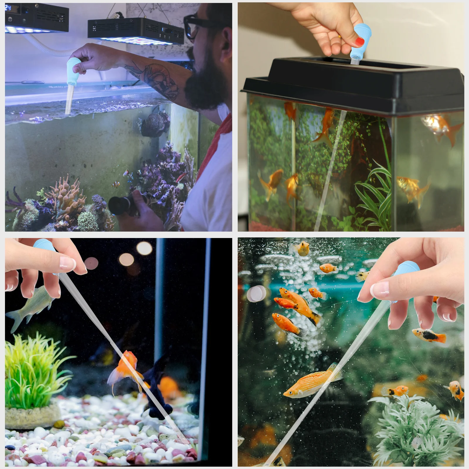 

1 Set Fish Tank Sand Feces Cleaner Aquarium Water Siphon Tool For Small Tanks Durable Plastic Manual Tank Cleaning Tube Portable