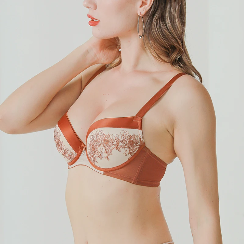 Women\'s Sexy Bra  3/4 Cup Push Up Lightly Padded Shelf Underwire Low Cut Bras FW6062