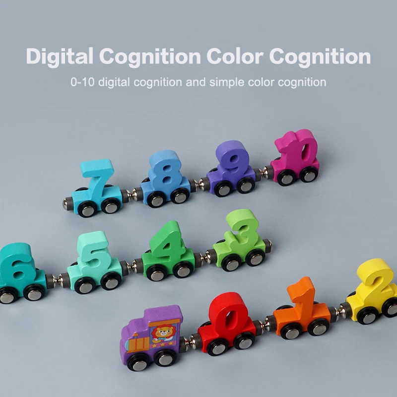 1 Set Wooden Magnetic Number Train Toys Montessori Educational Toy Train Kit Early Cognition Learning Teaching Sets For Toddlers