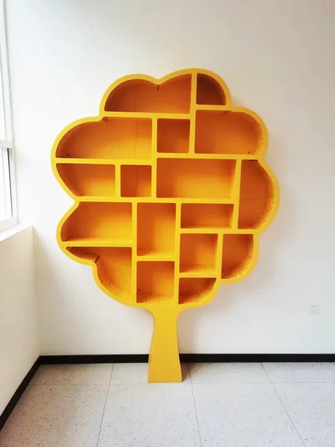 Tree-shaped bookshelf Library solid wood storage rack Window soft decoration props Creative tree-shaped bookcase