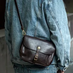 High Quality Luxury Genuine Leather Men Satchel Fashion Weekend Outdoor Daily Natural Real Cowhide Teens Shoulder Crossbody Bag