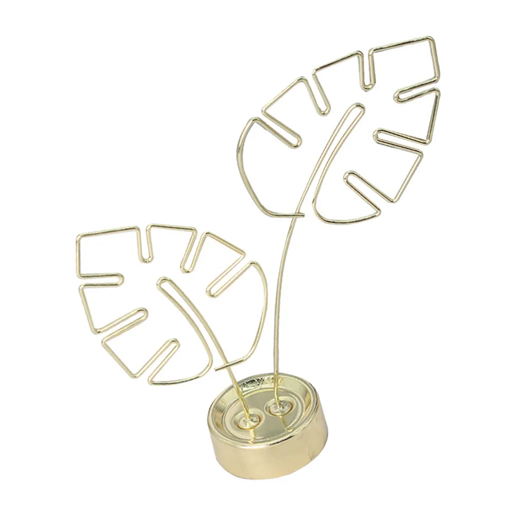 

Business Card Holder Photo Desk Accessories Iron Memo Clamp Leaf Design Home Office Party Note Clip Picture Fixed Clip