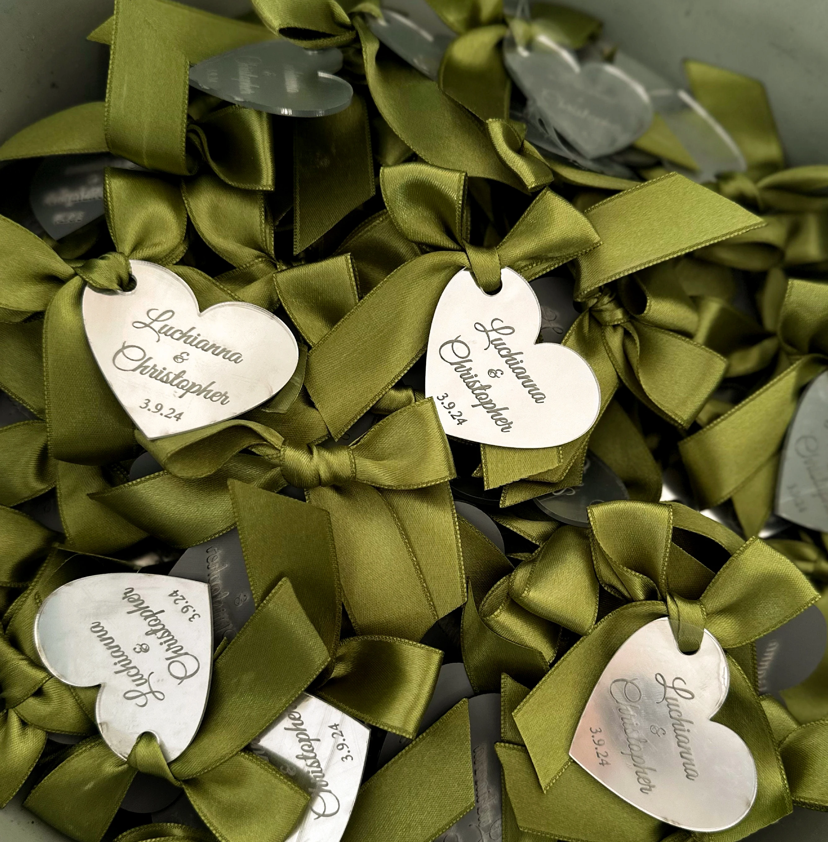 

Custom Acrylic Heart Shape Mirror Tag, Wedding Favor Tag, Engagement Name Tag, Gift Tag, 30, 50, 100Pcs