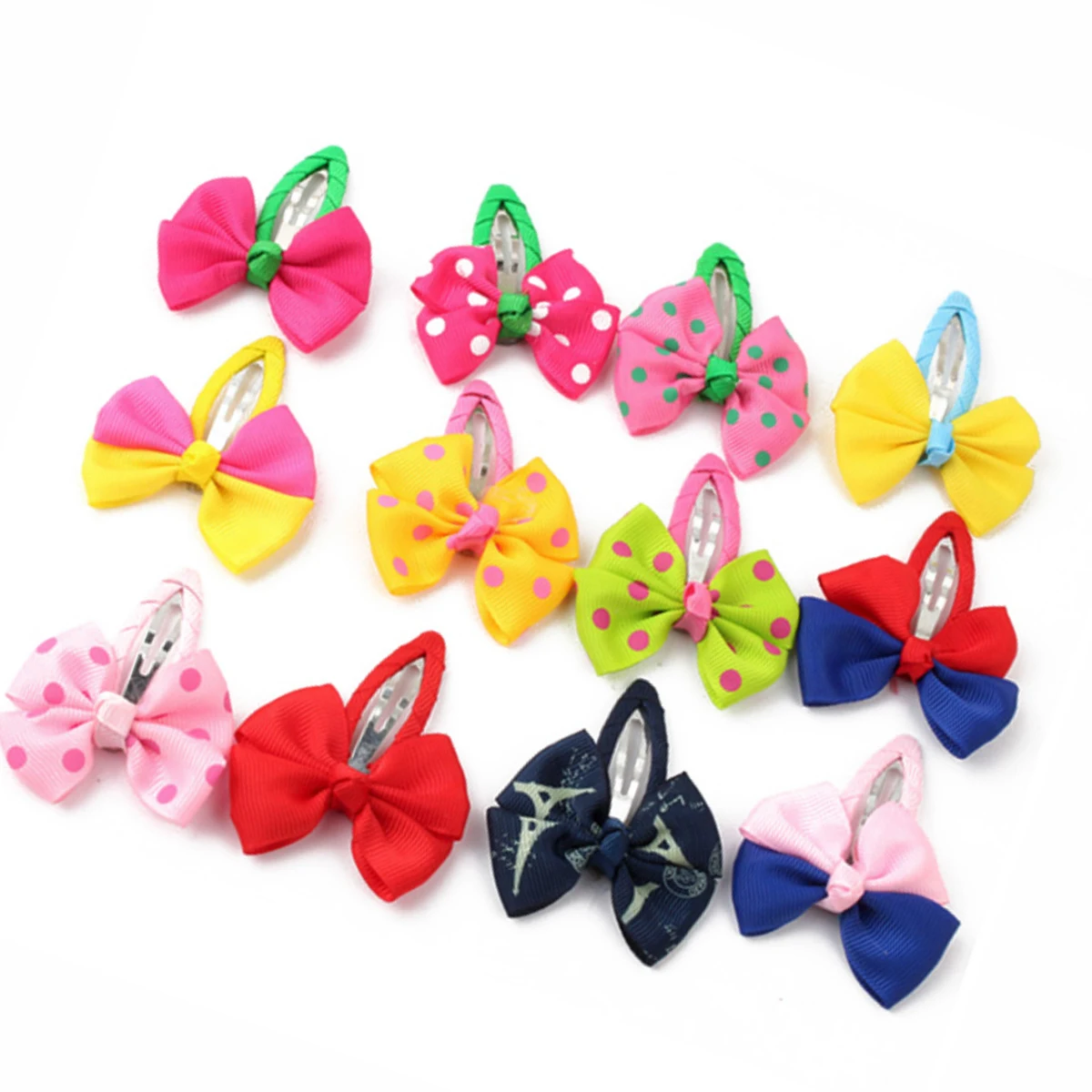 

12pcs Children Hairpin Bowtie Clips Oval Snap Flowers Grip Kids Hairstyle Baby Hair Accessories Decorative Bow Knot