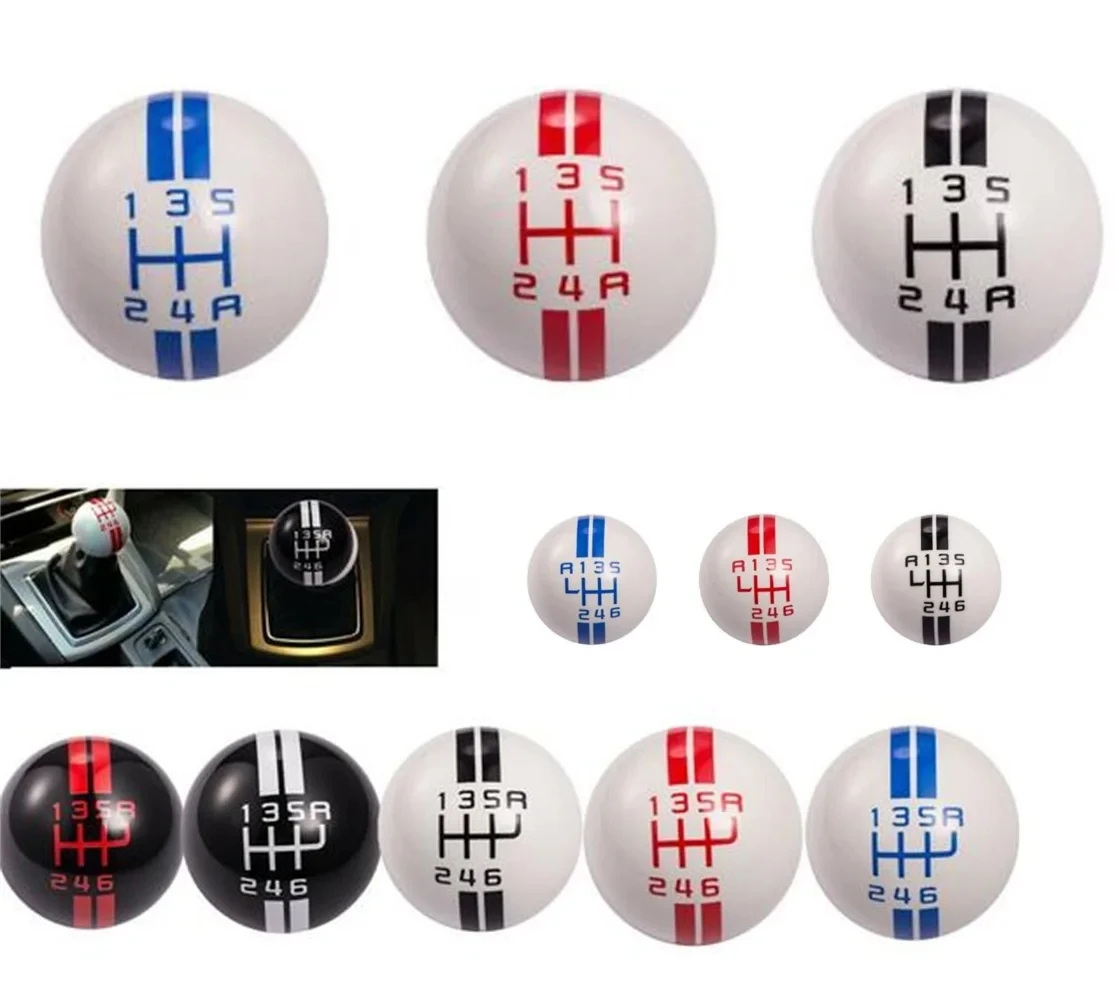 Universal Car 6 Speed Resin Spherical AT MT Aluminum Manual Gear Shift Knob Shifter Lever Fit For Ford Mustang Shelby GT500