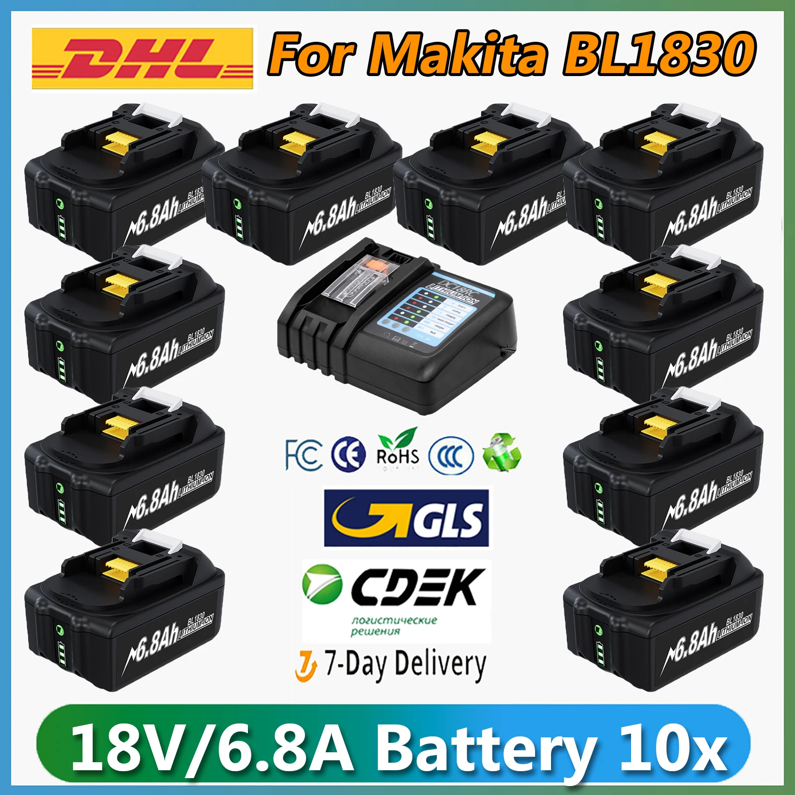 6800mAh Battery 18v For Makita BL1860 BL1850B BL1850 BL1840 BL1830 Battery & Charger 18v 6.8Ah Replacement Power Tool Batteries