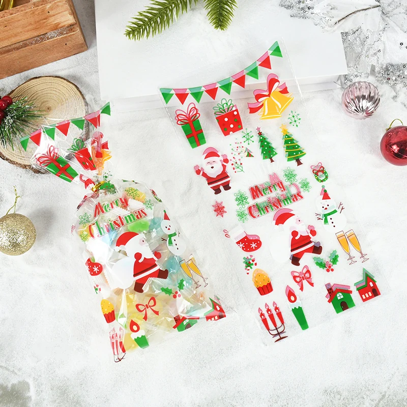 50 Teile/los Schneeflocke Weihnachten Cookie Verpackung Taschen Weihnachten Zellophan Party Taschen Behandeln Candy Tasche für Home Hochzeit Weihnachten Party – Detail 9