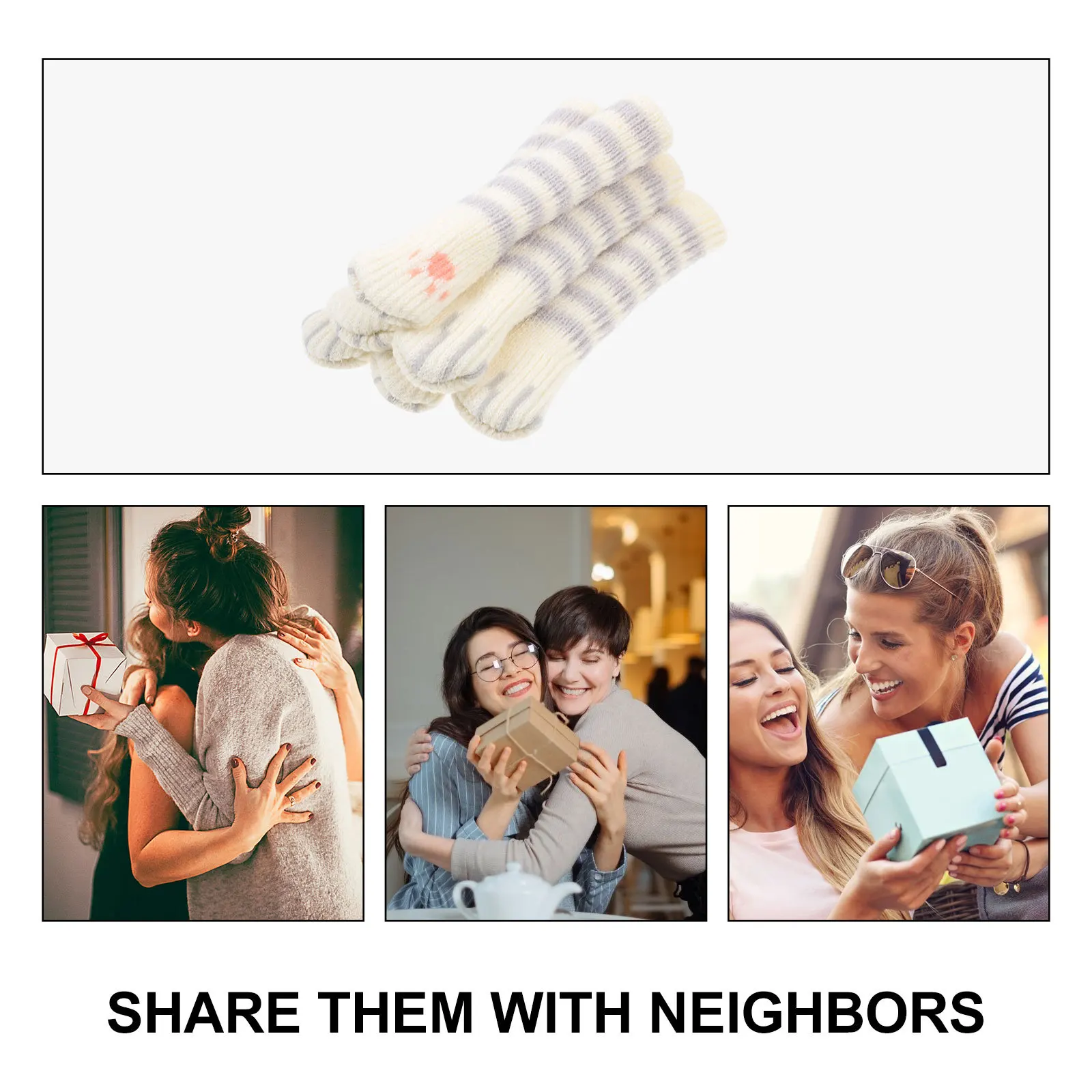 

6Pcs Door Handle Protective Covers Knitted Lovely Anti-Collision Soft Skid-Proof Door Knob Protective Cover Furniture Supply