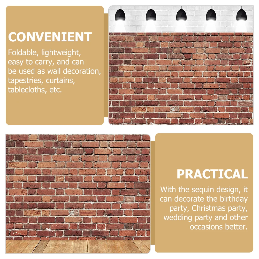 

Retro Red Brick Wall Photography Backdrop Large Size Unique Pattern Decorative Tapestry For Wedding Party Photo Studio