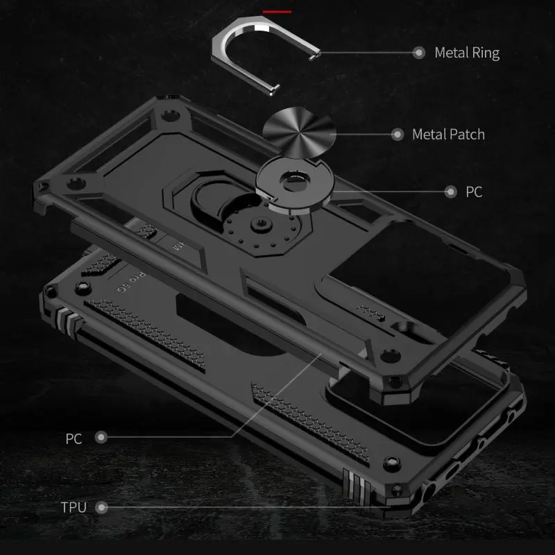 Mechanical wind anti drop bracket phone case suitable for Redmi Note 7 8 8T 9 9T 9S 10 10S 11 11S 12 12S 13 Pro