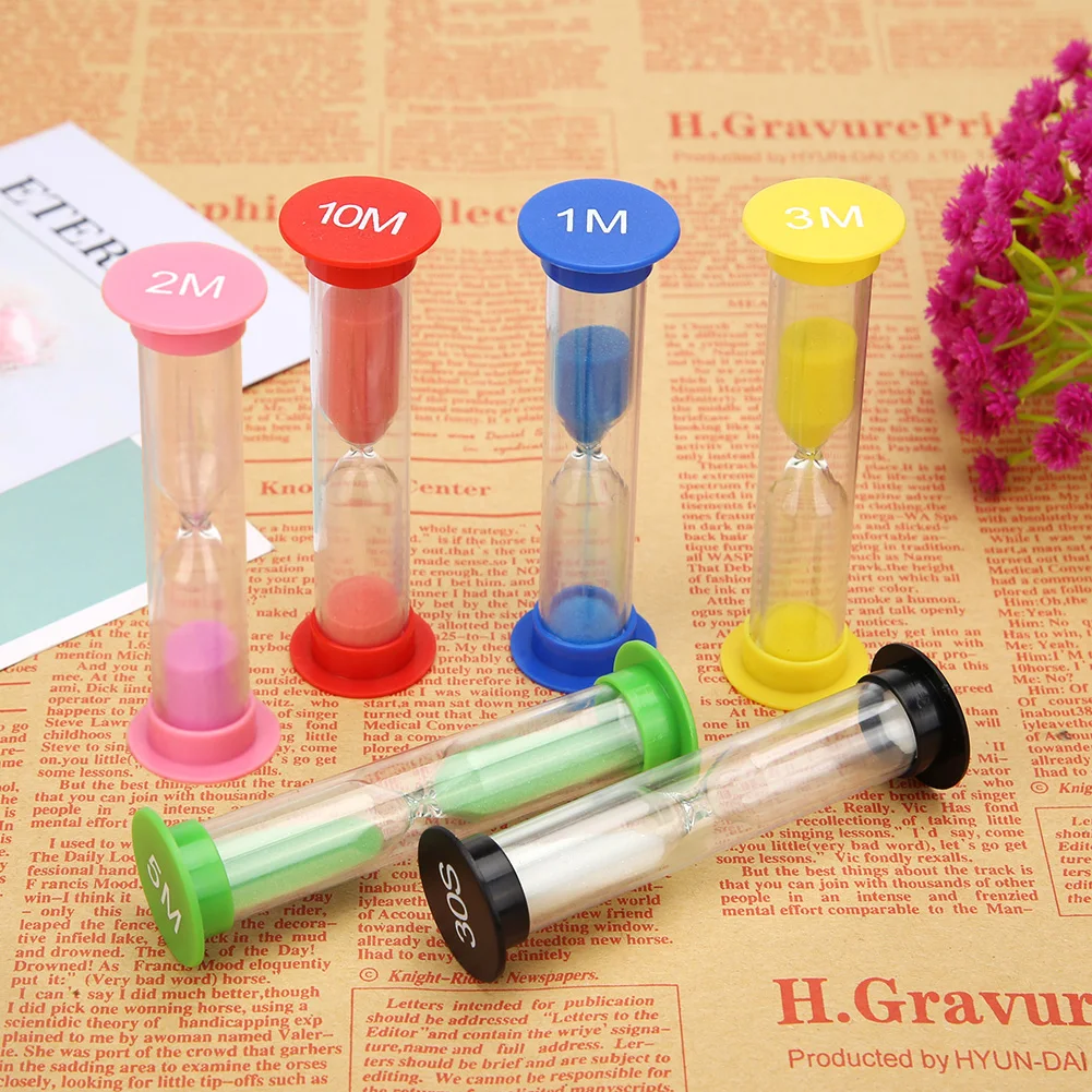 Creative Plastic Hourglasses for ZK30 Children Sandglass Timer Toy Gift Home Decoration 0.5 1 2 3 5 10 Minutes 6Pcs per Set