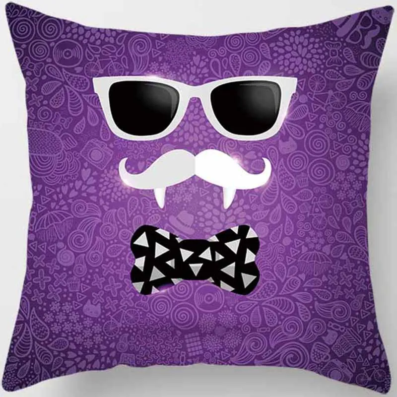 Sunglasses Horoscope Beard Bow Zebra Feathers Pattern Pillow Cases Short Plush High Quality Square Thick Pillow Case Covers