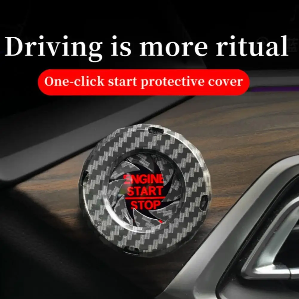 

Carbon Fiber Engine Start Stop Button Cover with Rotary Switch Protective Ring Designed for Vehicle Ignition Switch