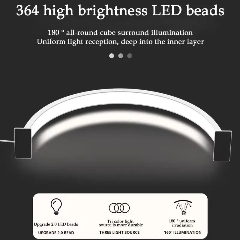 U-شكل نصف القمر مسمار ضوء العمل صالون تجميل ضوء محدد 44/56/66 سنتيمتر أبيض وأسود الحد الأدنى مسمار مصباح الجمال لمبة مكتب