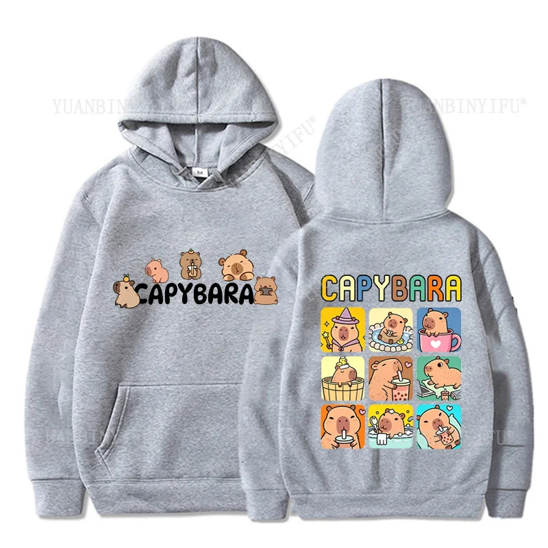 Fashion Casual Cute Kabibara Cartoon Pattern and Print, Unisex Loose Sweatshirt Hoodie Street Fashion