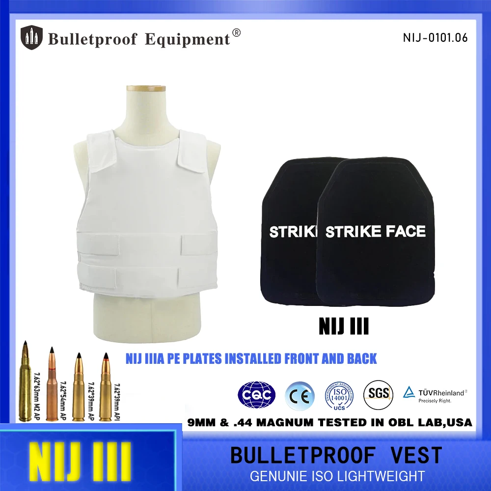 NIJ-Colete à prova de balas nível 3, ultra-confortável, leve, invisível, fantasma branco, militar tático, novo