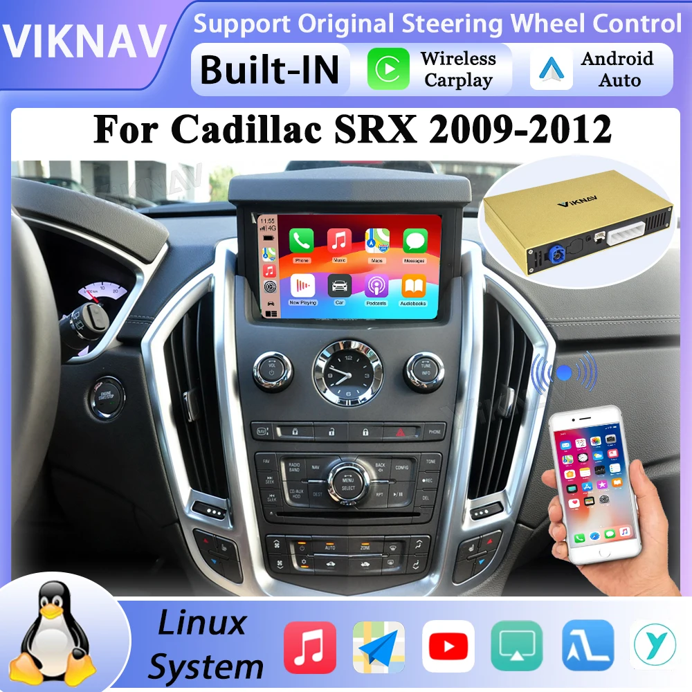

Беспроводной декодер CarPlay и Android Auto на базе Linux для Cadillac SRX 2009-2012: обновление интерфейса, сохранение оригинального экрана