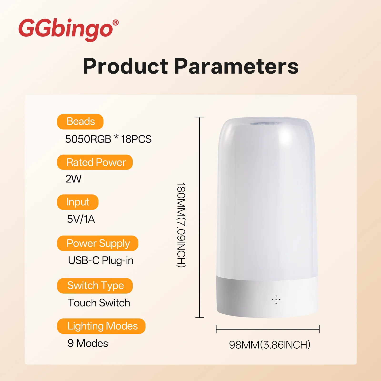 GGbingo RGB Led Night Lights Touch LED Night Lights 3600mAh Battery Music Rhythm Bedside Table Lamp For Bedroom Decoration