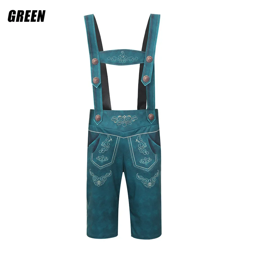 Male German Oktoberfest Lederhosen Costume Bavarian Beer Festival Outfit Suspenders Rompers Men Cosplay Halloween