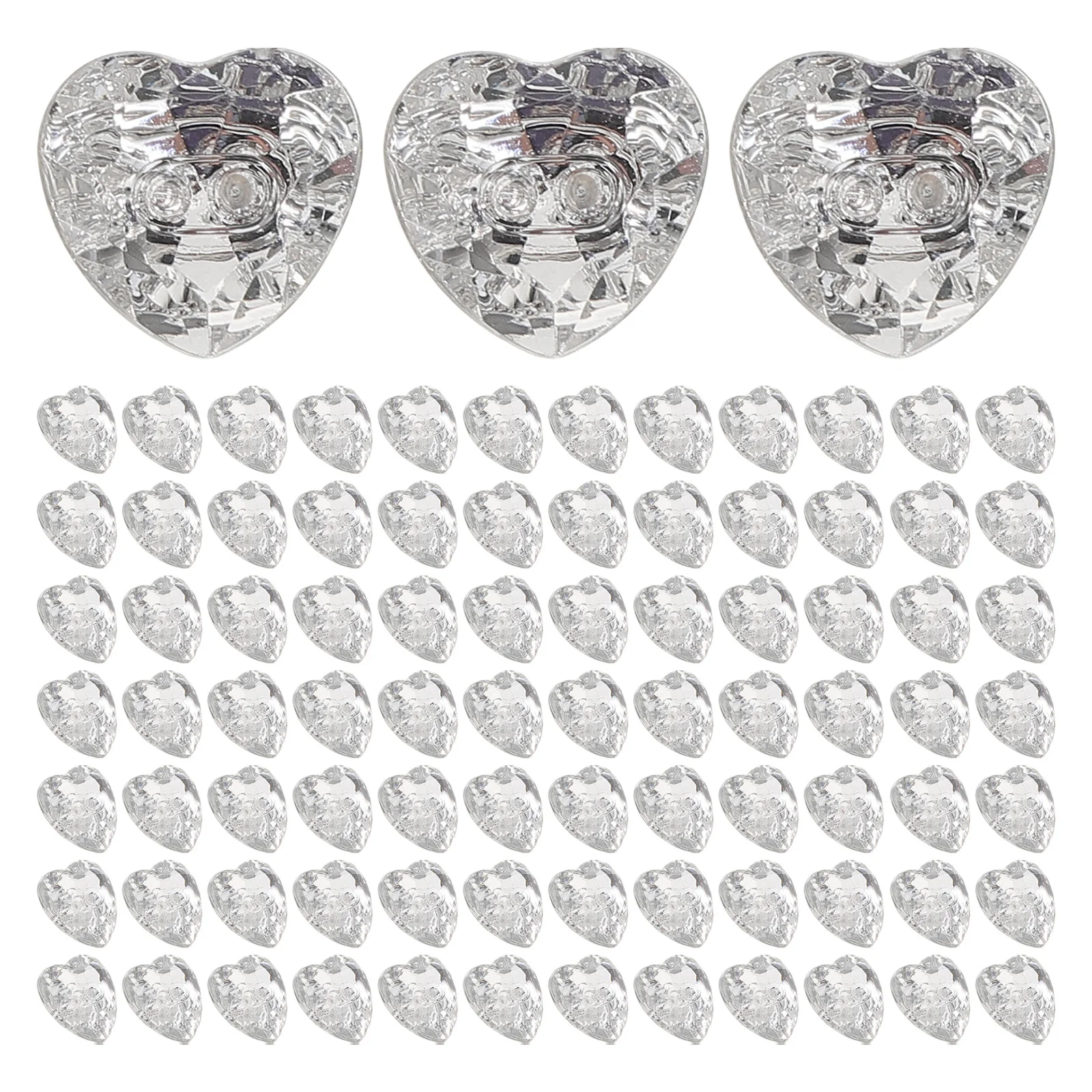 

100Pcs Heart Shape Transparent Two Hole Sewing Buttons 12Mm DIY Craft Supplies for Shirts Decorative Embellishments