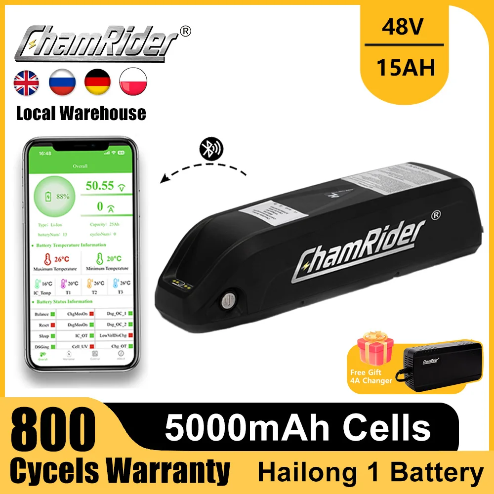 Electric Bike Battery Hailong 1 ChamRider Battery for 48V 15AH Battery 250W 350W 500W Lithium Bicycle battery