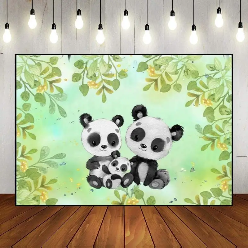 

Party Backdrop Bamboo Panda Happy Birthday Decoration Background Custom Photo Photography Backdrops Banner Newborn Props Wall