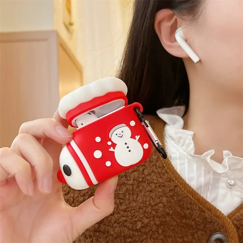 Christmas Stocking Case for AirPods 4 Airpod 1 2 3 Pro Pro2 Bluetooth Earbuds Charging Box Protective Earphone Case Cover