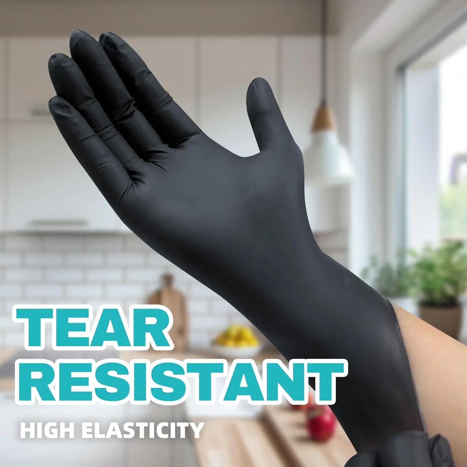 Black Nitrile Exam Gloves, 4.0 Mil, Disposable Gloves Powder-Free Latex-Free for Medical, Cooking, Food-Safe