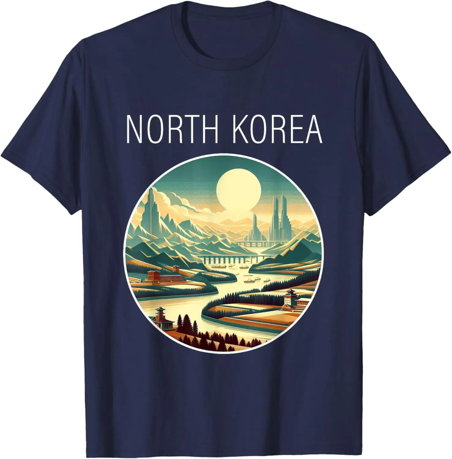 North Korea Scenery Art Deco T-Shirt Women Men Cotton T-shirt  Graphic T Shirts Streetwear At All Seasons Regular Short Sleeve