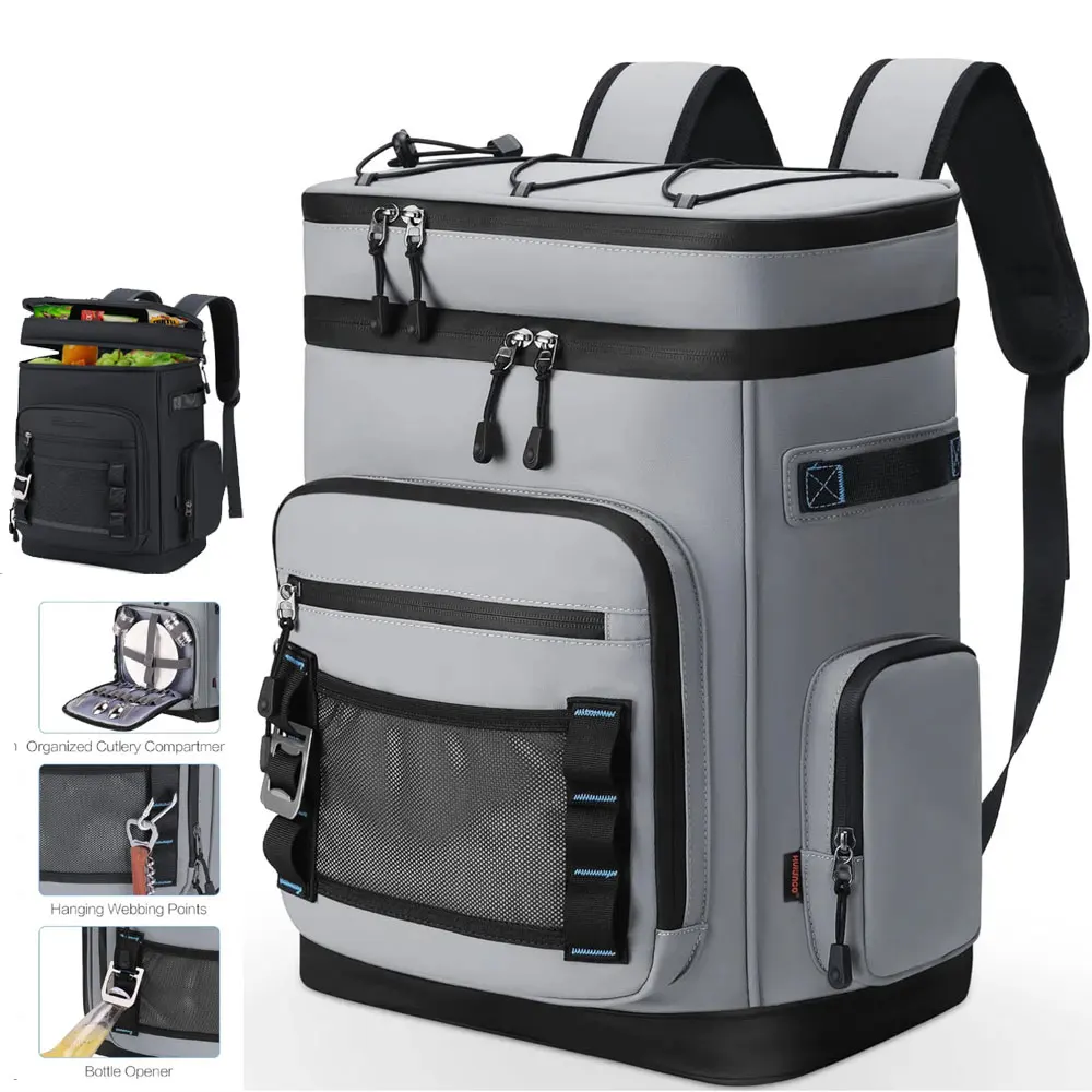 30L Waterproof Insulated Cooler Backpack for Men Women Leak Proof Cooler Rucksack for Camping Beach Fishing Picnic Travel Bag