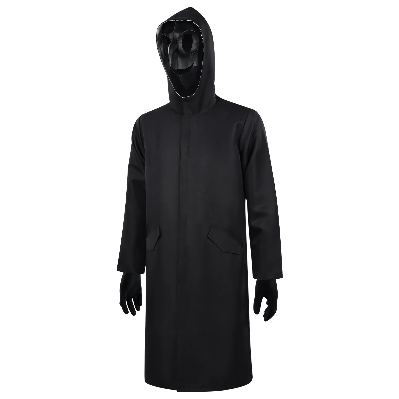 Black Hooded Jacket Movie Cosplay Costume Halloween Dark Crow Mask Stage Performance Real Person Hide Killing Outfit Long Sleeve view 3