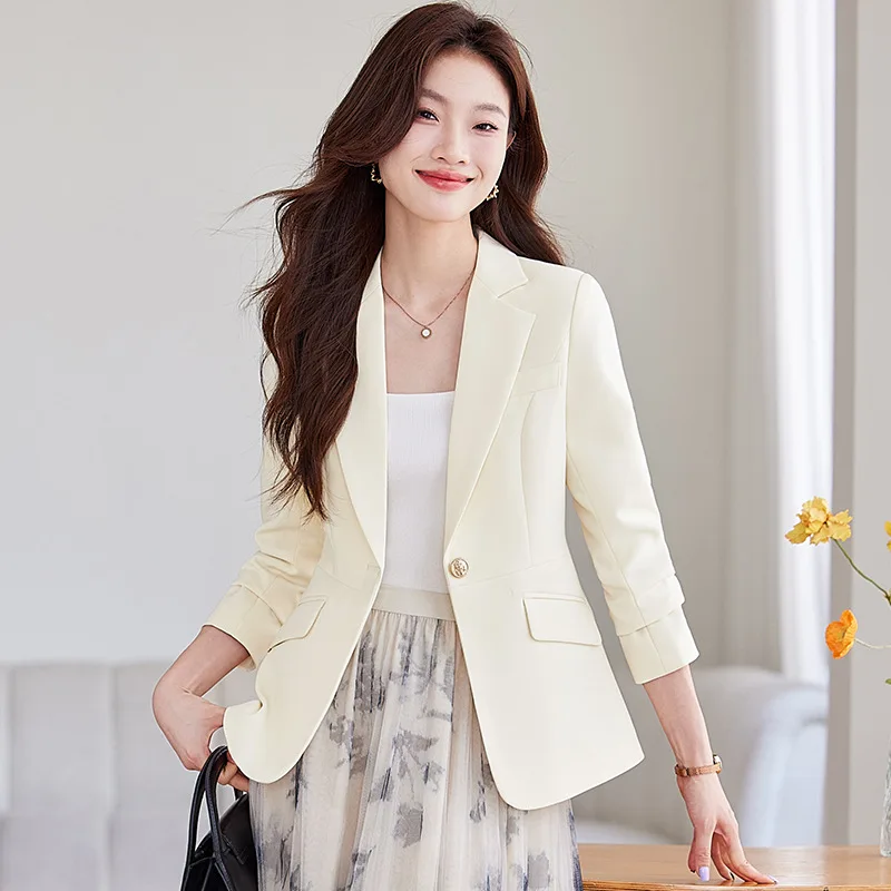 ชุดสูทแฟชั่นทันสมัยปี 2025 เสื้อเบลเซอร์ลำลองแขนยาวสำหรับผู้หญิง สไตล์มืออาชีพ แจ็คเก็ตสำหรับใส่ทำงาน รุ่น 6628