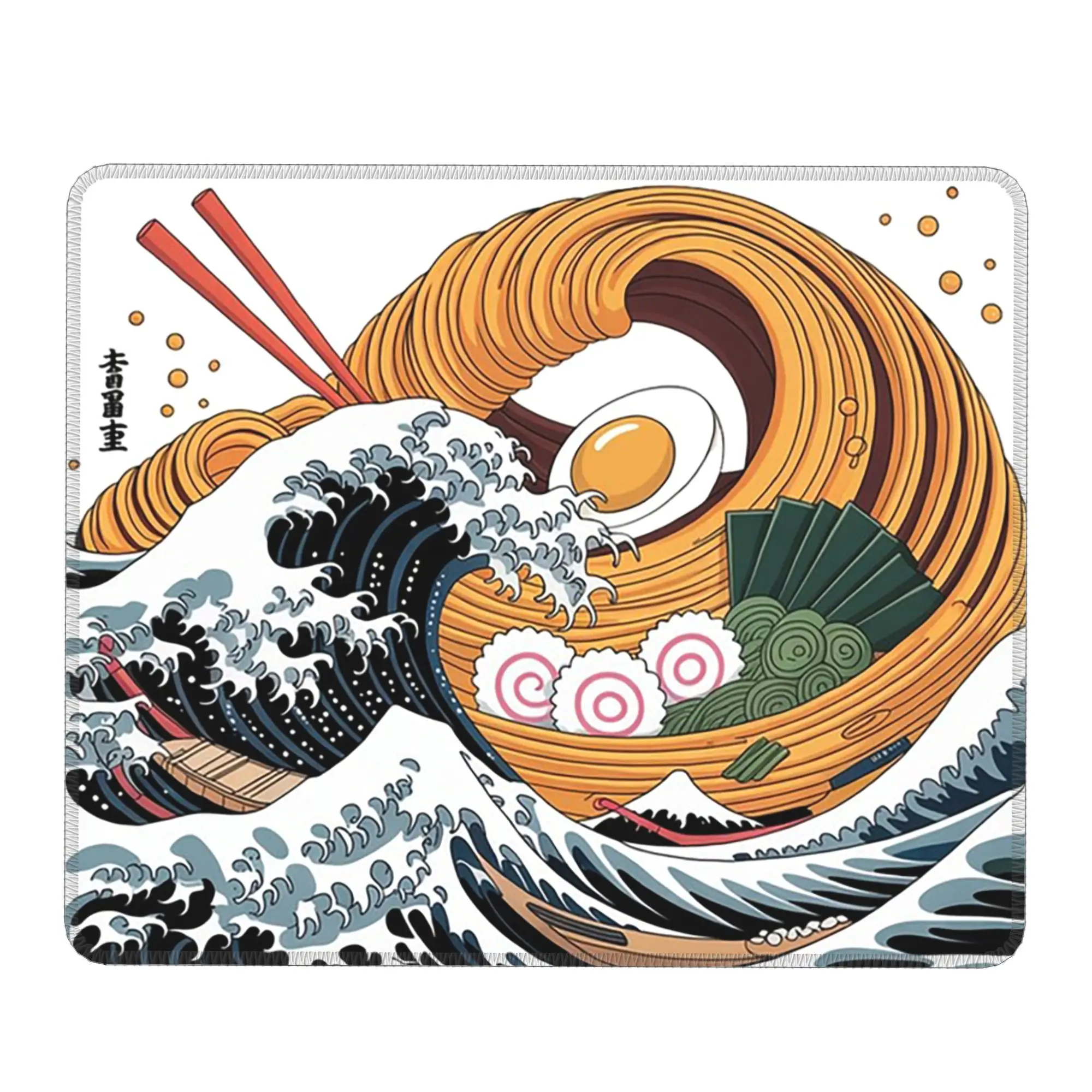 Ukiyo-E Art Style Waves And Ramen Mouse Pad Computer Keyboard Mouse Mat Gaming PC Laptop Desk Mat Office Accessories Table Mats