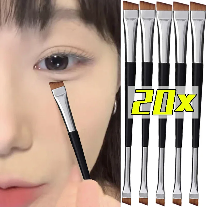 20pcs Double Head Blade Eyeliner Brush Eyebrow Brush Portable Flat Fine Eye Liner Brow Contour Makeup Brushes Make Up Tools Set
