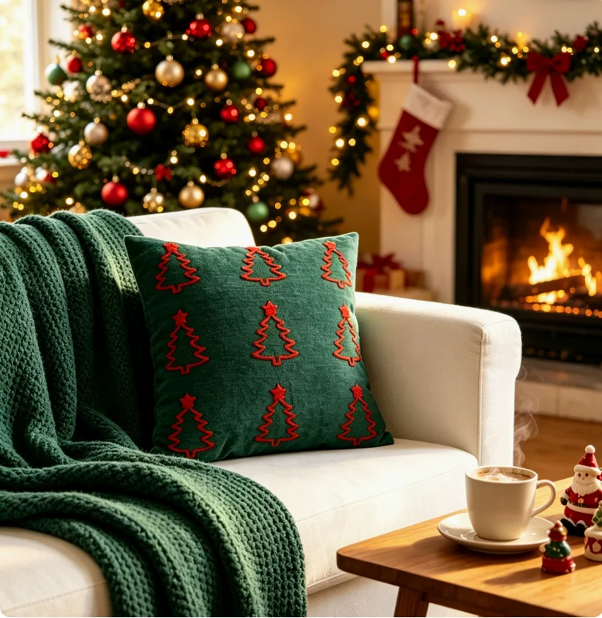 Fodera per Cuscino Ricamata Na - Embroidery Xmas Tree recensione e prezzo