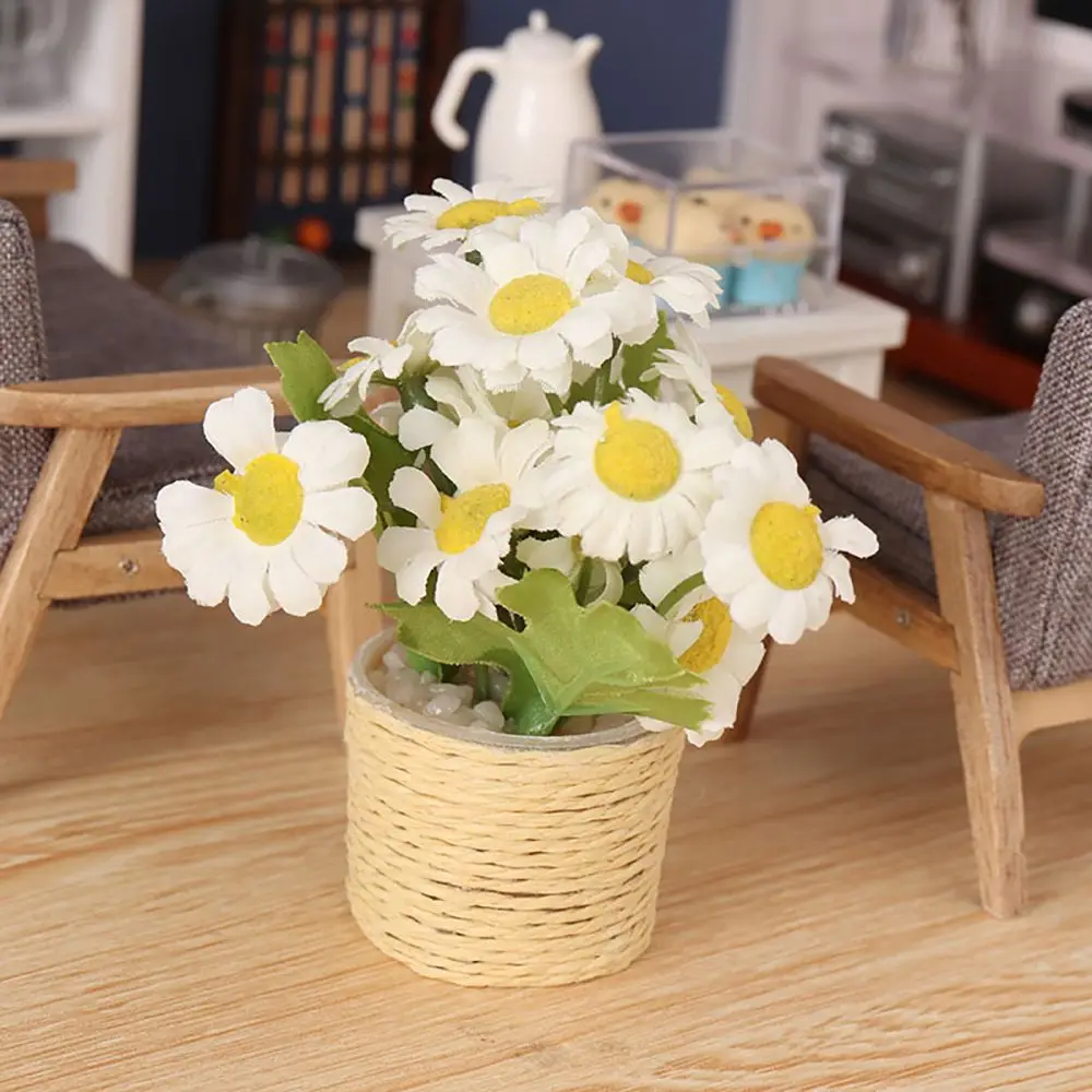 1:12 Scale Dollhouse Plant Potted Miniature Greenery Bonsai Floral Basket Doll Accessories Micro Landscape Scenery Photo Props