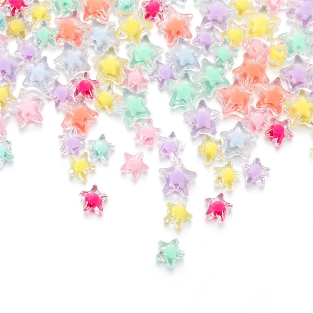 20 teile/los fünfzackige Stern transparente Farbe klar Acryl Spacer lose Perlen für Schmuck machen DIY Armband Zubehör – Detail 1