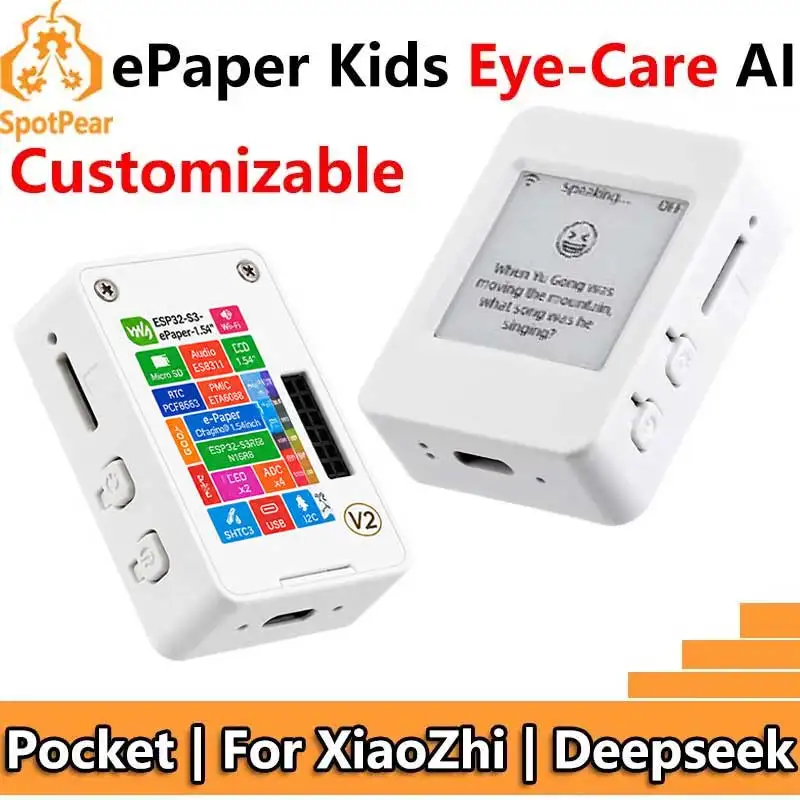 Carte de développement AIoT ESP32-S3 AI avec écran e-Paper de 1,54 pouce, options tactiles, compatible Xiaozhi Deepseek, WiFi et BLE