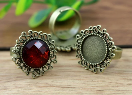 Fit 14mm 5 sztuk brązowy antyczne srebro kolory Plated okrągły regulowany pierścień ustawienia Blank/podstawy, pasuje 14mm szklane Cabochons — zdjęcie 6