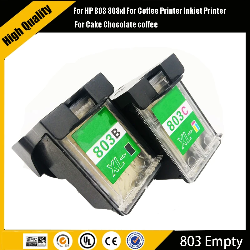 Einkshop Refill Empty  Ink Cartridge With Chip For HP 803 803xl For Coffee Printer Inkjet Printer For Cake Chocolate coffee