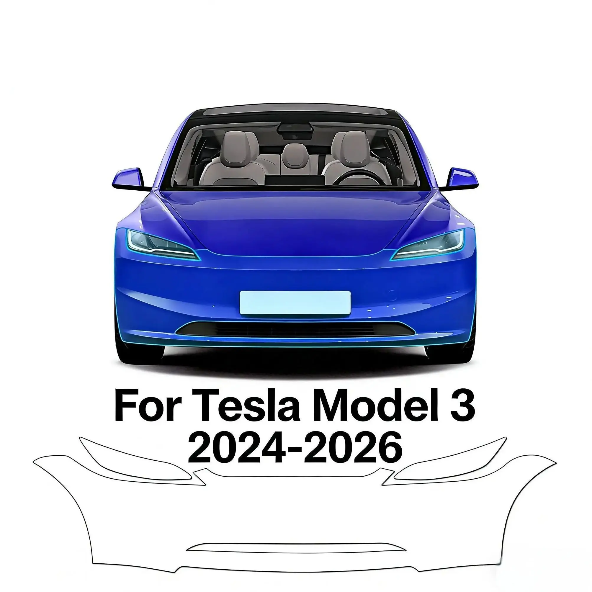 

For Tesla Model 3 2024-2026 TPU Bumper Pre-cut PPF Matte And Clear Paint Protective Film Custom Anti Scratch Self Healing Shield