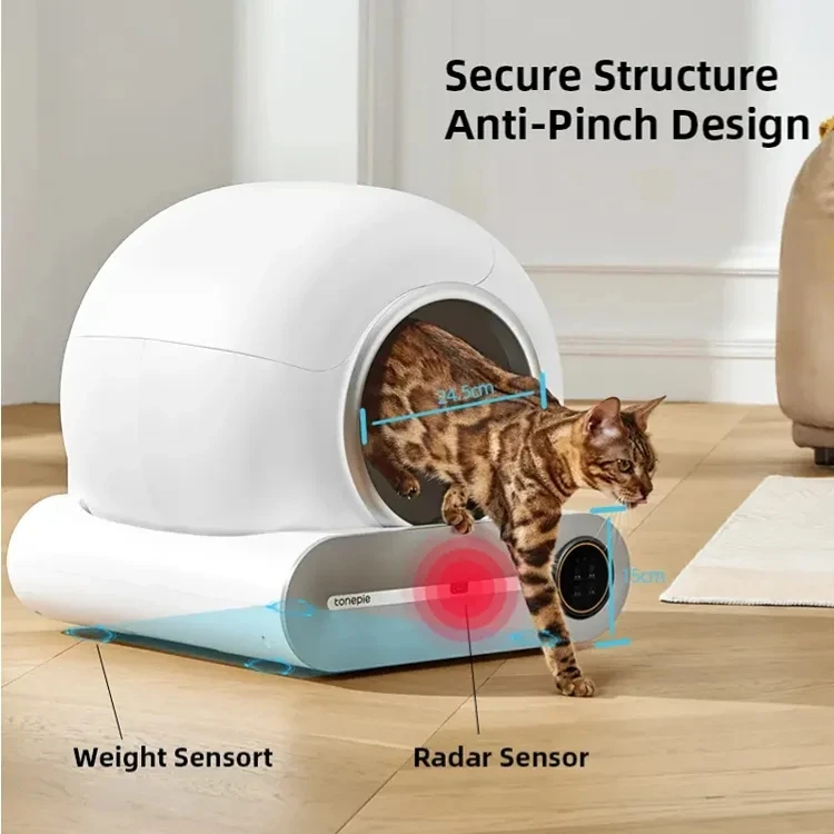 Grand bac à litière automatique pour chat, autonettoyant, fermé, intelligent, luxe