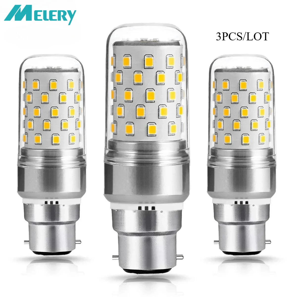 

Melery B22 LED Corn Bulb Bayonet Candle Light Candelabra 12W Equivalent 80W Warm/Cold White Lamp 900 Lumen 360 Degree Angle 3PCS